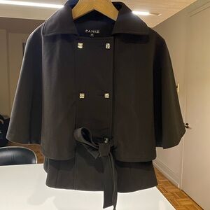 Elegant Black Coat with Crystal Accents